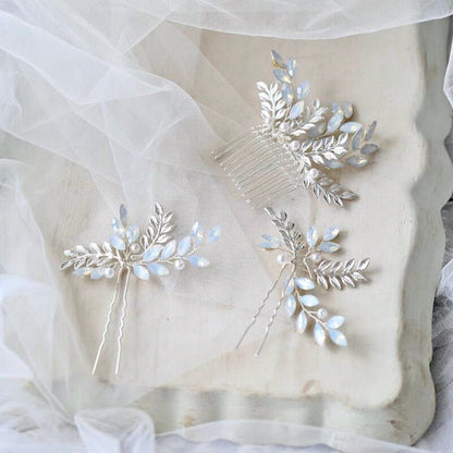 Opaline - Swarovski Opal Bridal Hair Comb and Pin Set