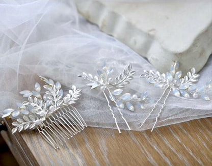 Opaline - Swarovski Opal Bridal Hair Comb and Pin Set