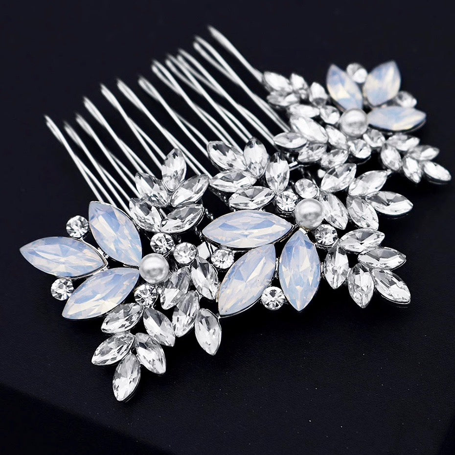 "Serafina" -  Opal and Pearl Bridal Hair Comb