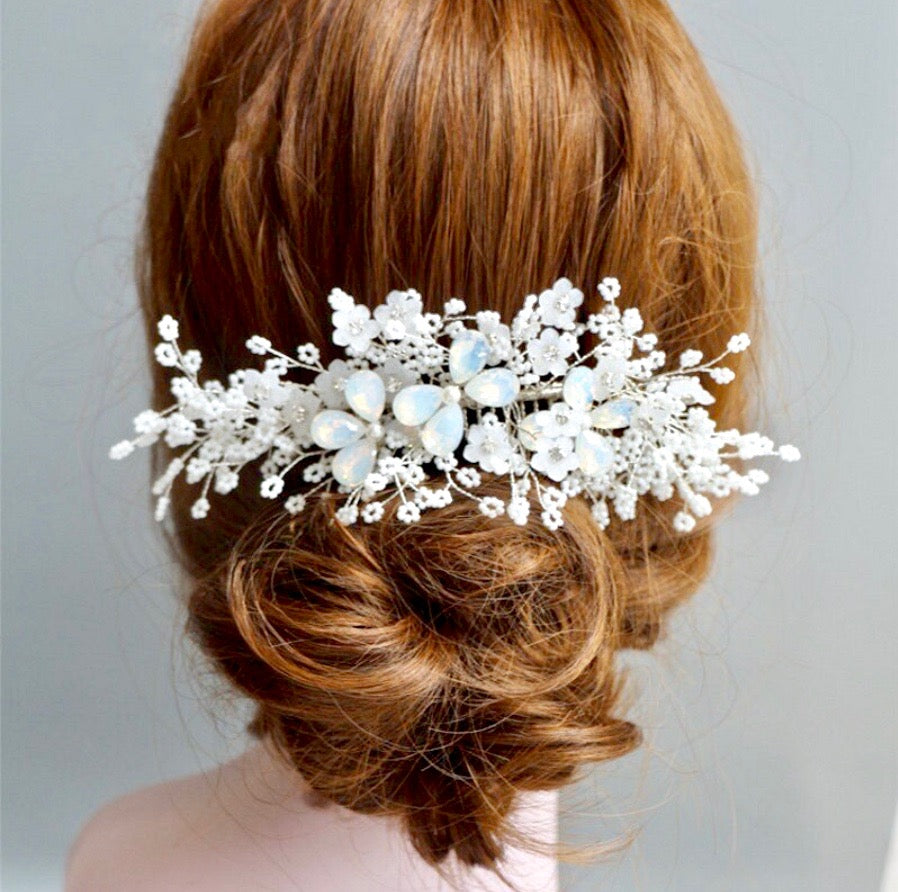 "Everly" - Opal Bridal Hair Comb - Available in Gold and Silver