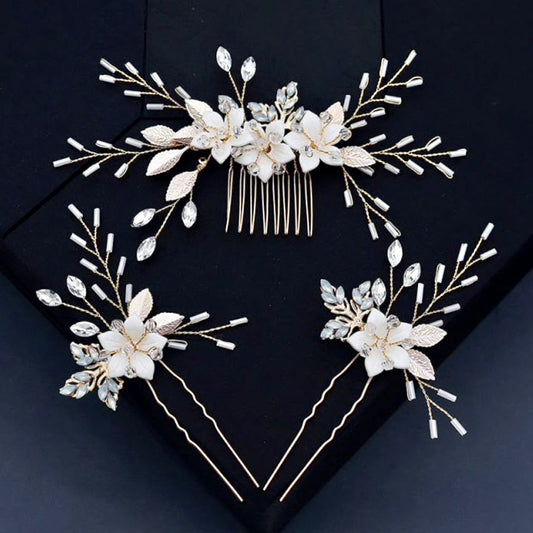Amaryllis - Opal Bridal Hair Comb and Pin Set