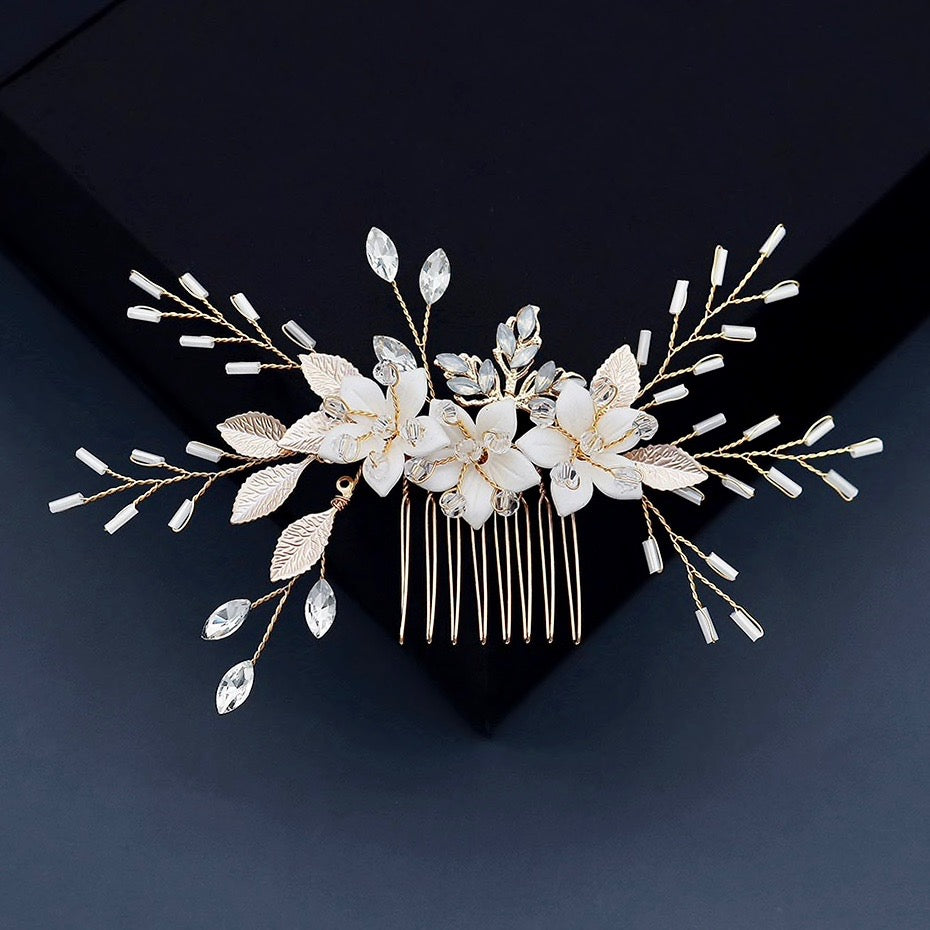 Amaryllis - Opal Bridal Hair Comb and Pin Set
