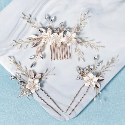 Amaryllis - Opal Bridal Hair Comb and Pin Set