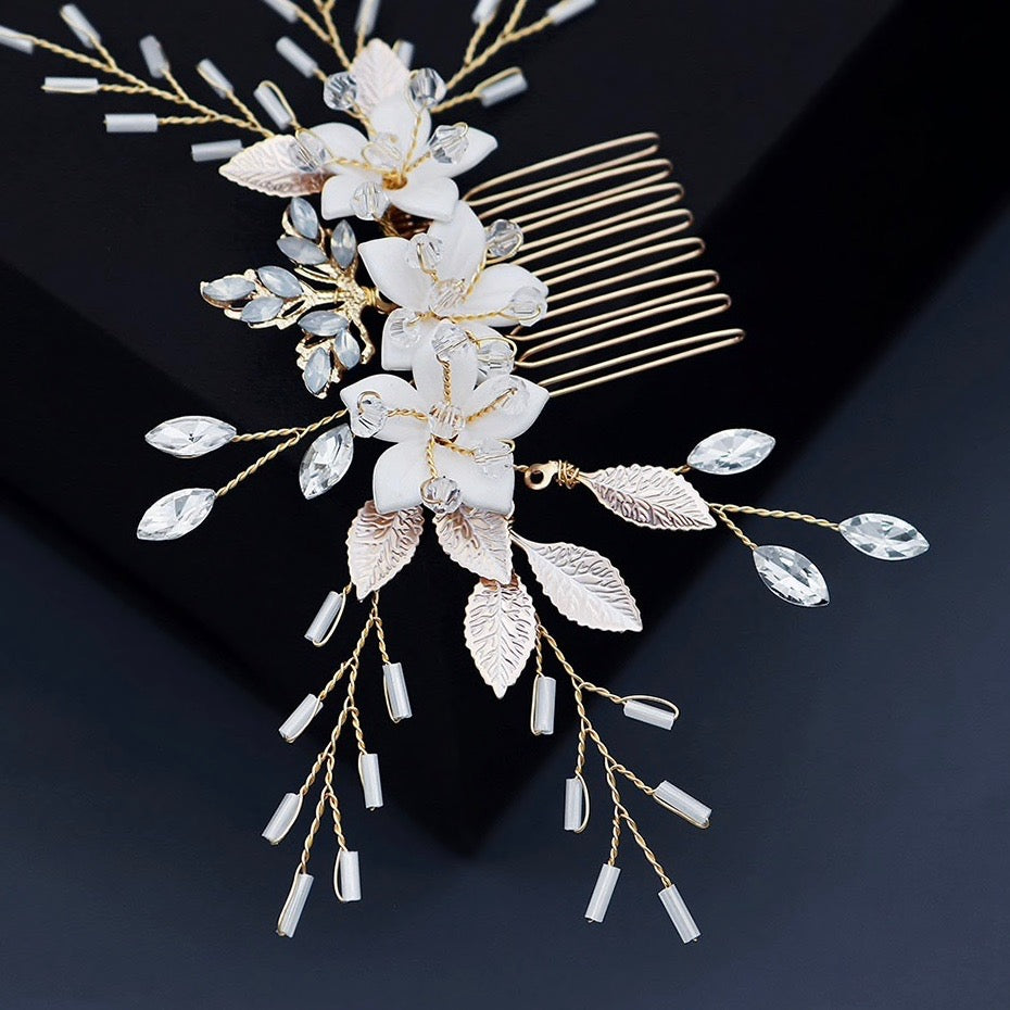 Amaryllis - Opal Bridal Hair Comb and Pin Set
