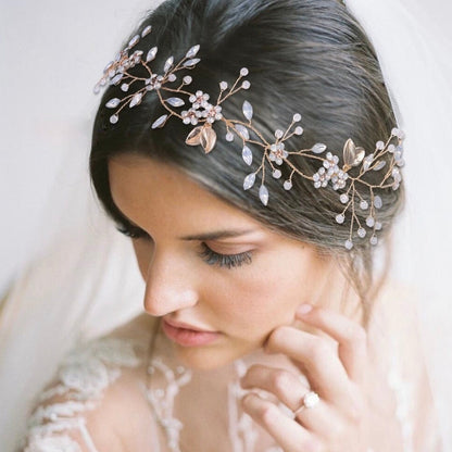 "Astara" - Gold Opal Bridal Headband / Vine