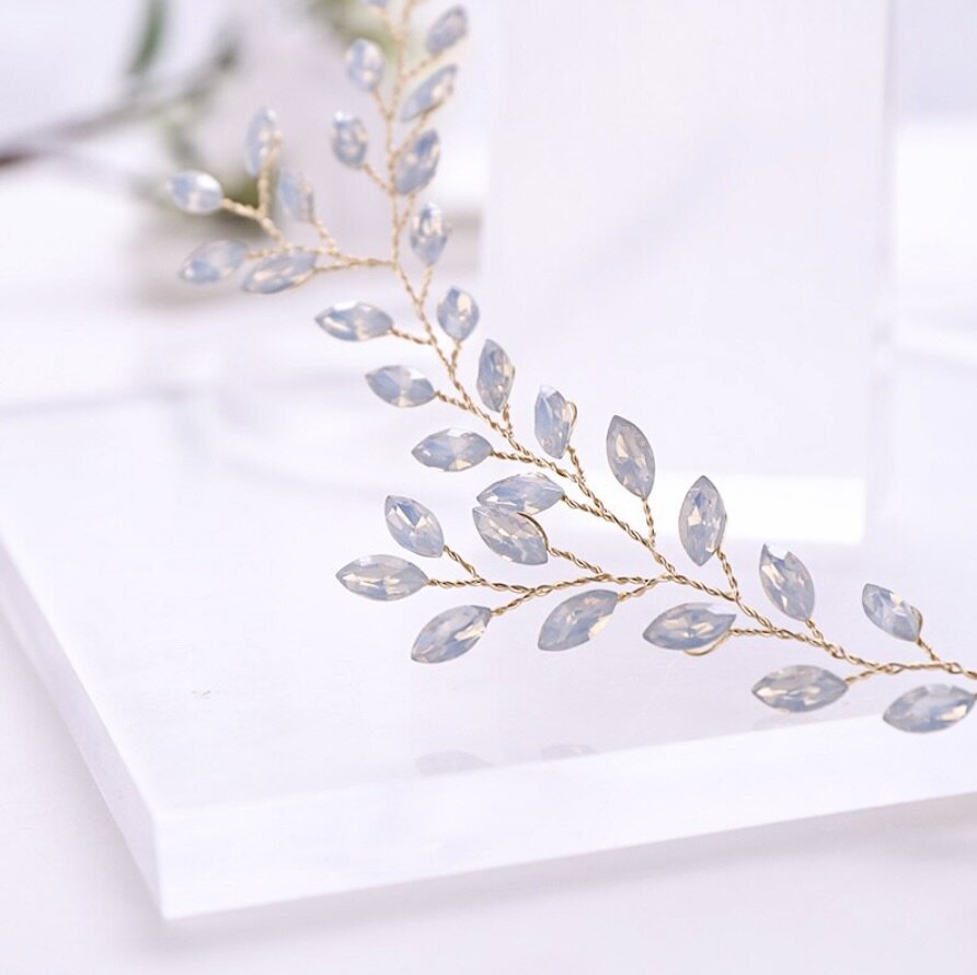 "Lois" - Opal Bridal Headband / Vine - Available in Gold and Silver