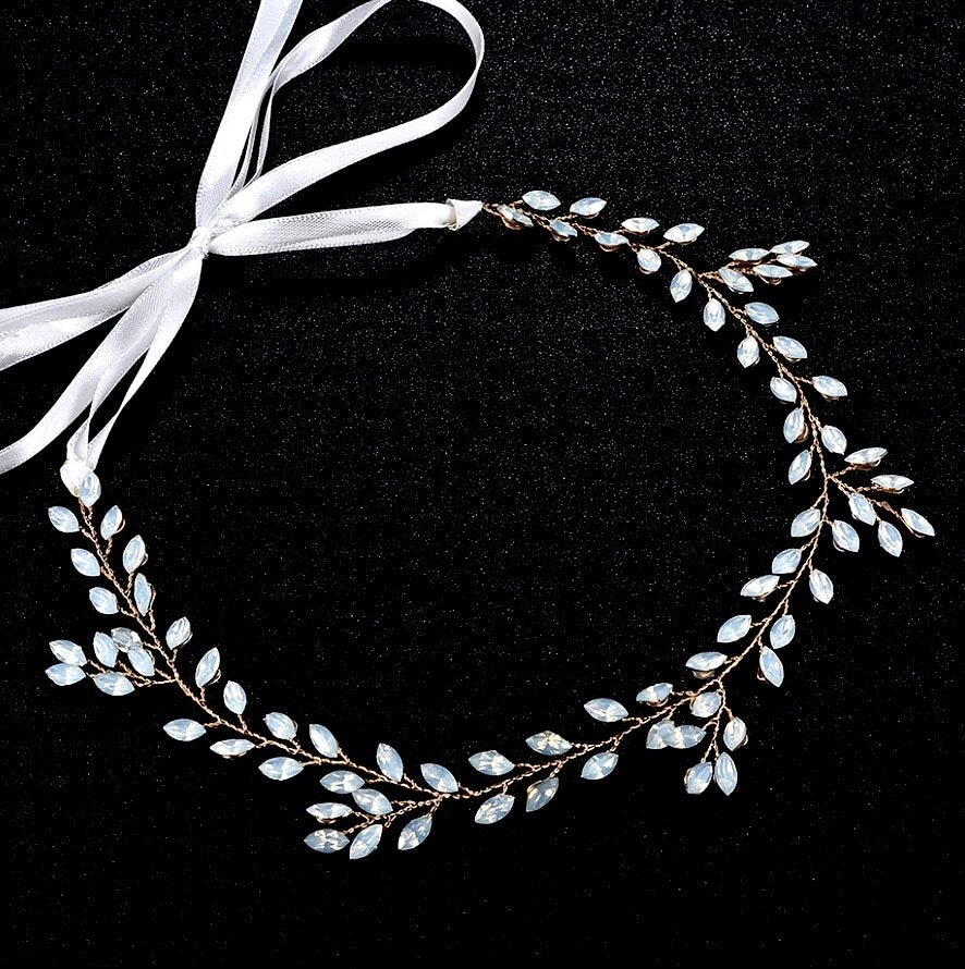 "Lois" - Opal Bridal Headband / Vine - Available in Gold and Silver