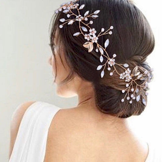 "Astara" - Gold Opal Bridal Headband / Vine