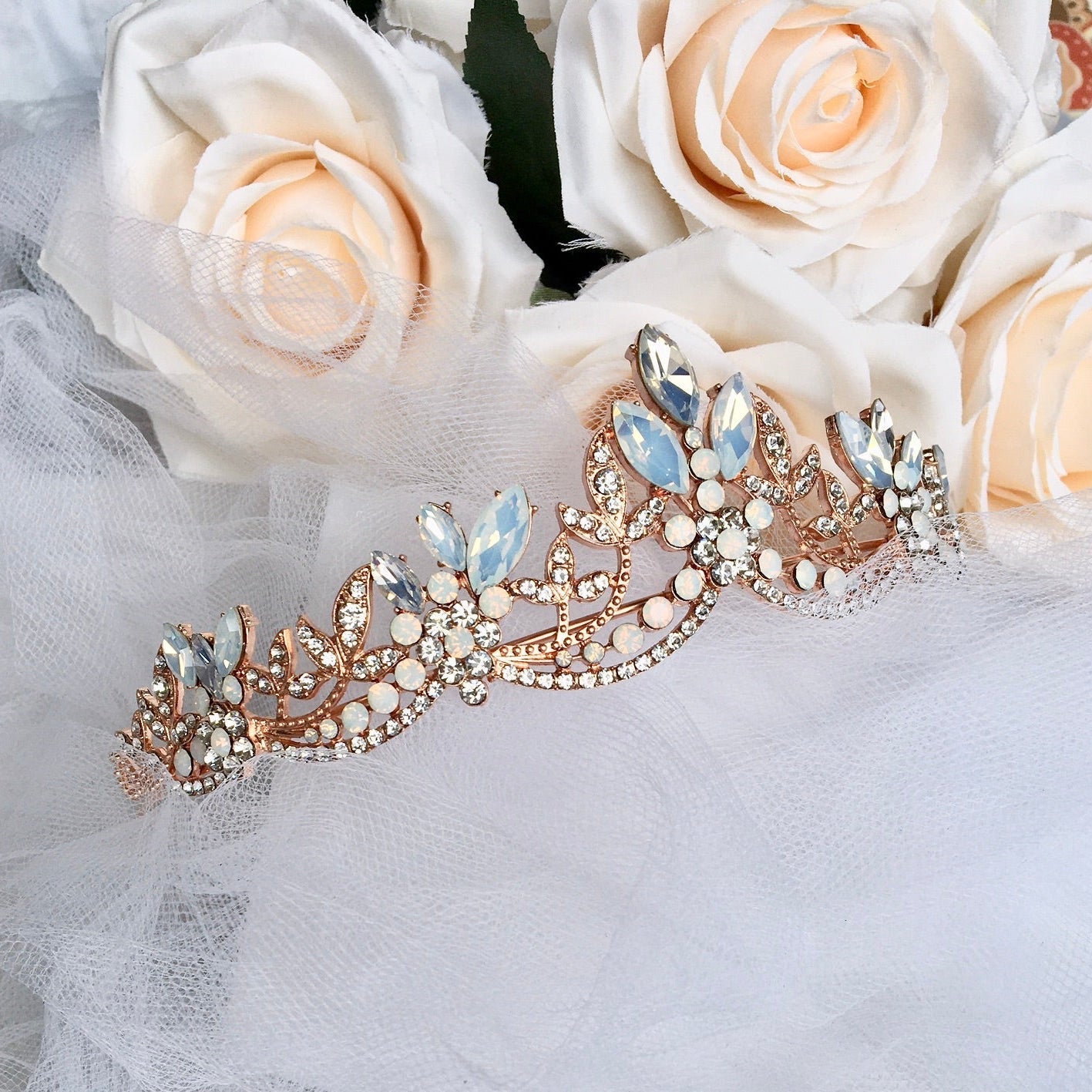 Maelynn - Opal Bridal Tiara - Available in Silver and Rose Gold