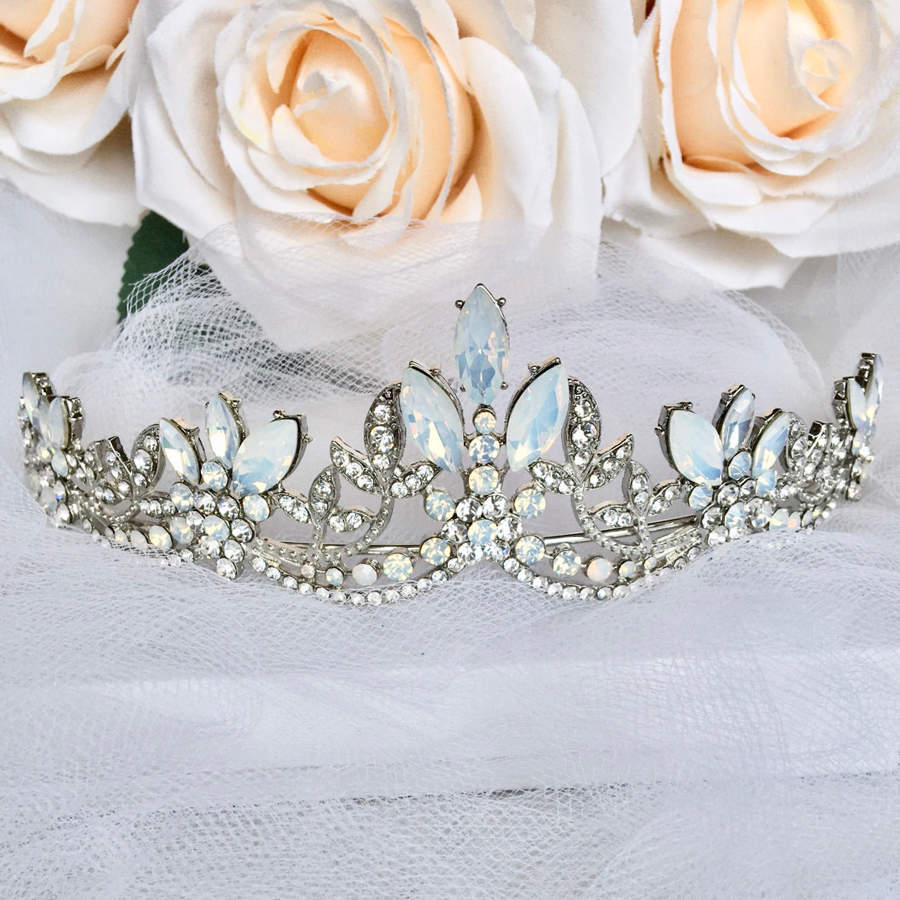 Maelynn - Opal Bridal Tiara - Available in Silver and Rose Gold