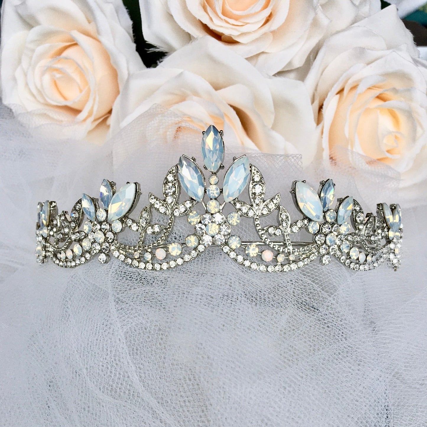 Maelynn - Opal Bridal Tiara - Available in Silver and Rose Gold