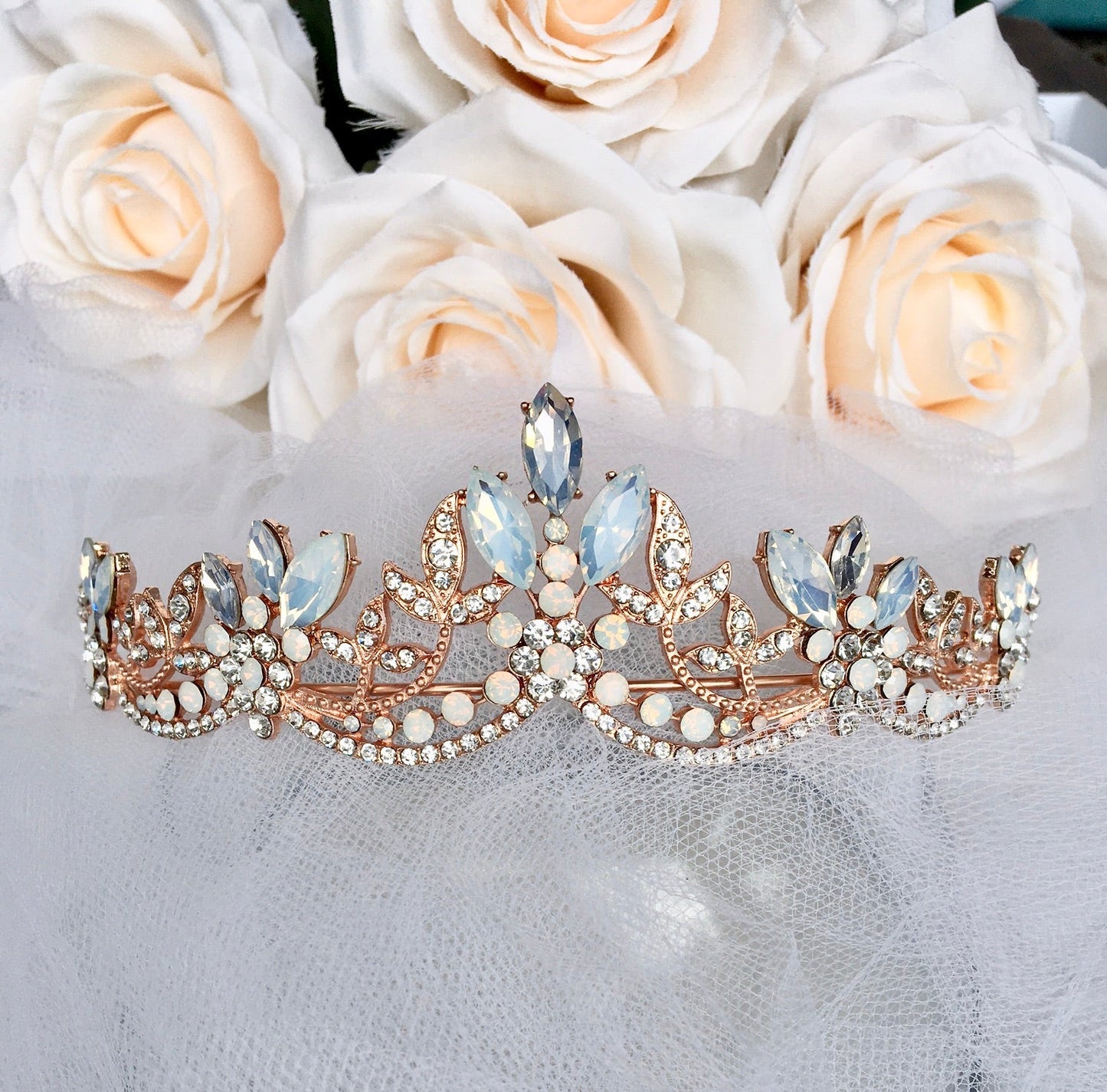 Maelynn - Opal Bridal Tiara - Available in Silver and Rose Gold