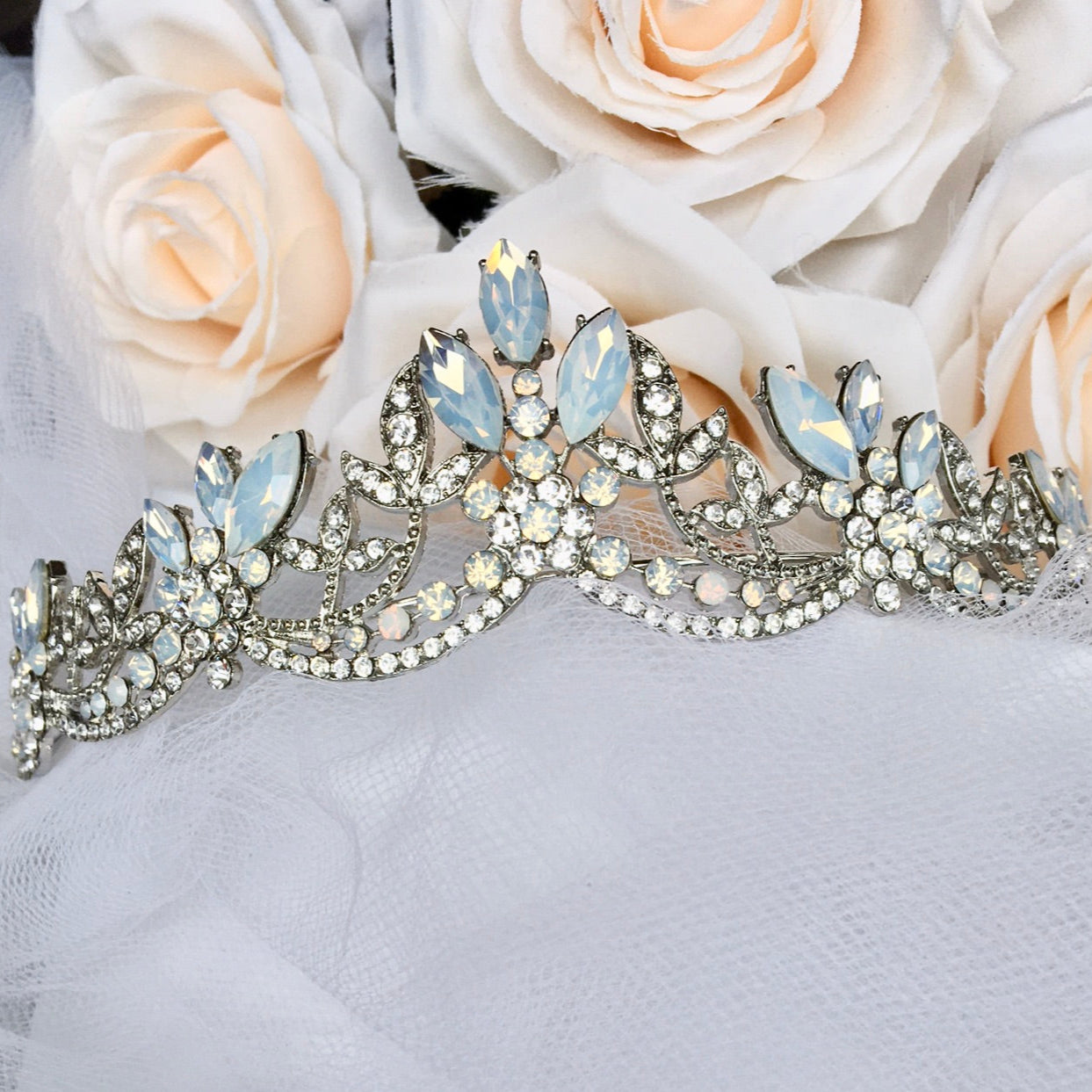 Maelynn - Opal Bridal Tiara - Available in Silver and Rose Gold