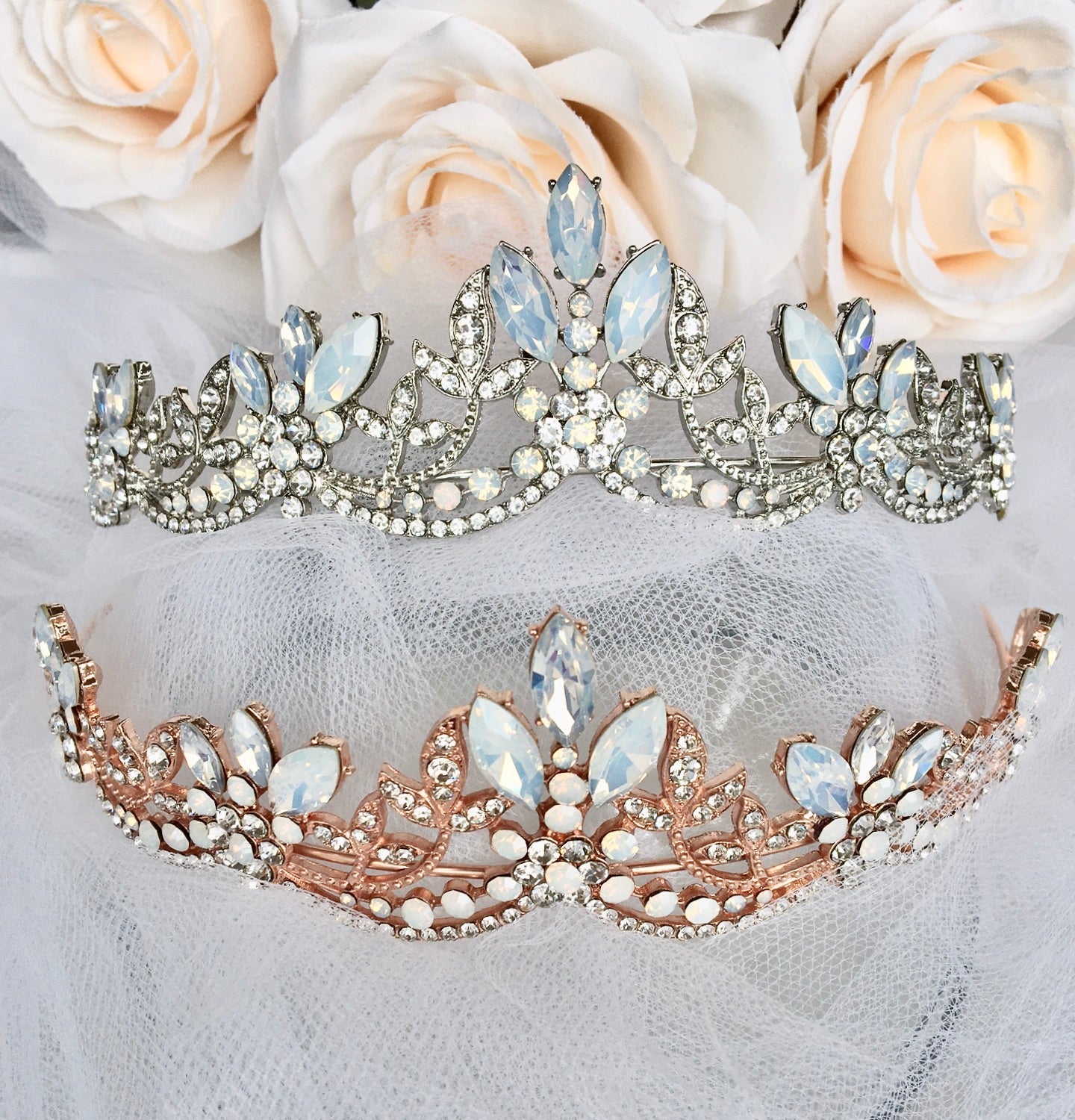Maelynn - Opal Bridal Tiara - Available in Silver and Rose Gold