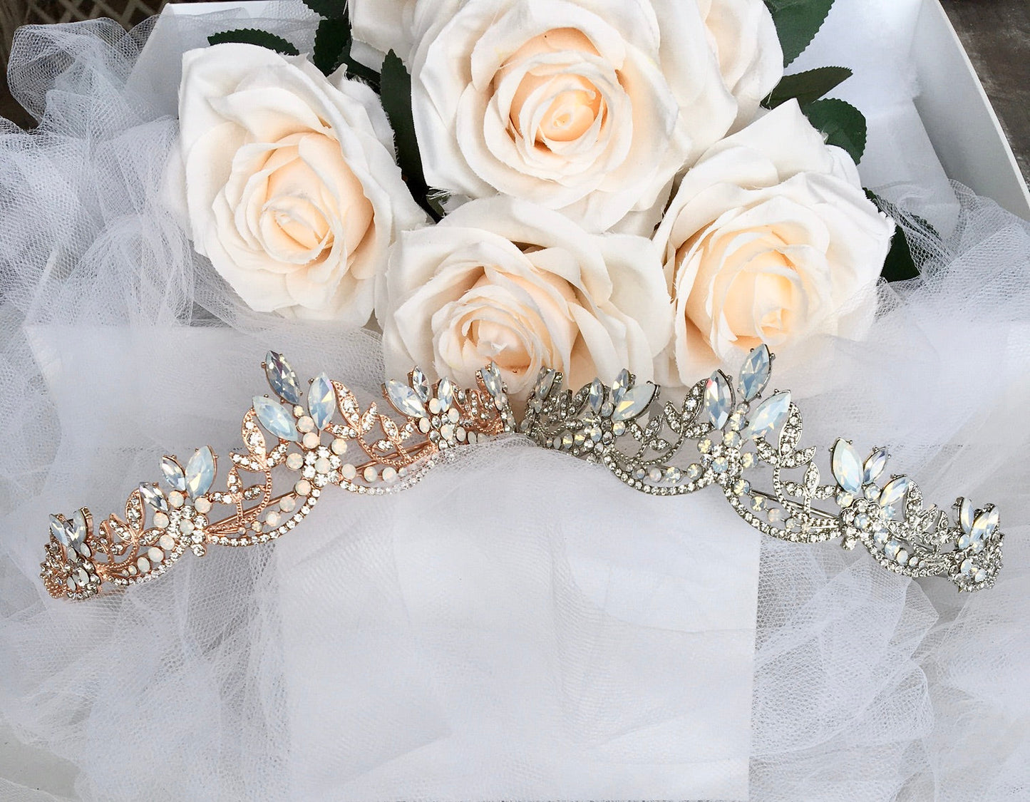 Maelynn - Opal Bridal Tiara - Available in Silver and Rose Gold
