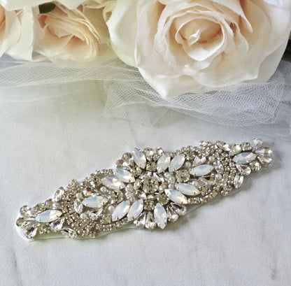 Tamryn - Swarovski Opal and Pearl Bridal Belt/Sash