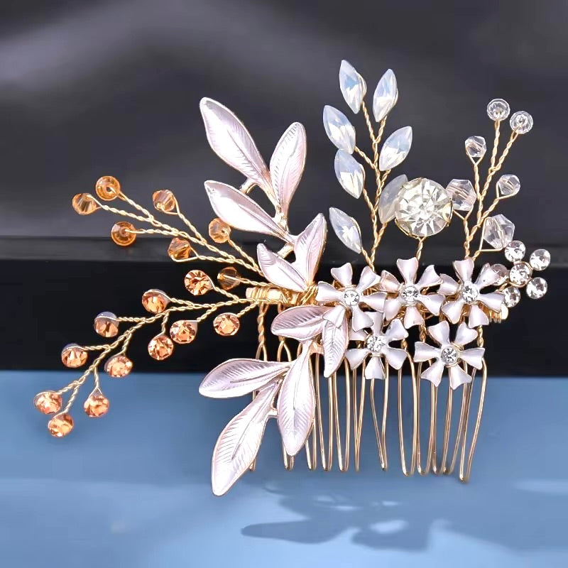 Ivy - Bohemian Crystal Hair Comb - Available in Yellow Gold, Rose Gold and Silver