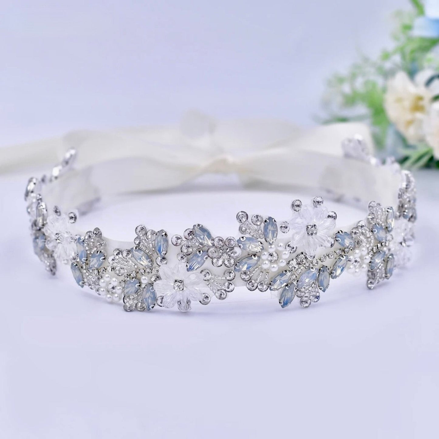 Dakota - Pearl and Opal Bridal Belt/Sash