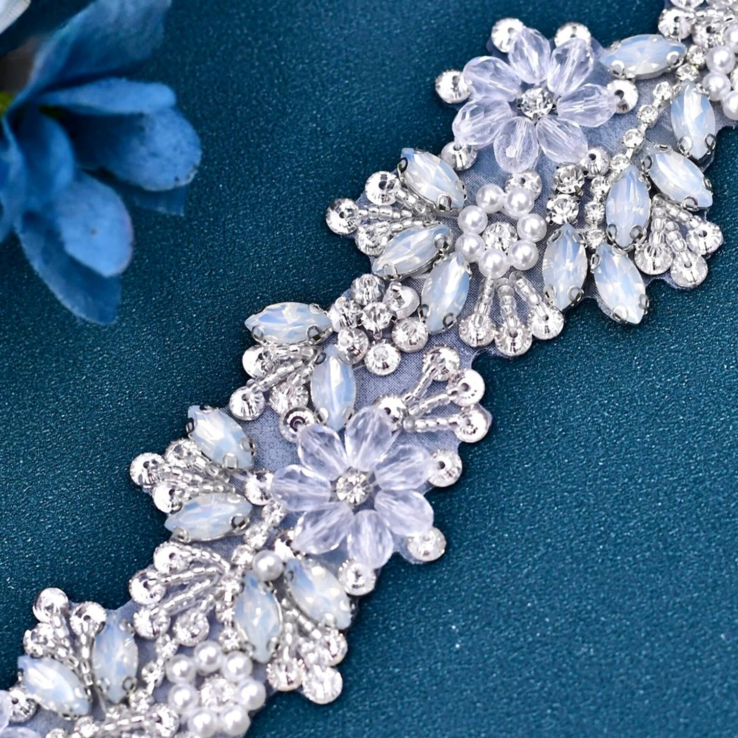 Dakota - Pearl and Opal Bridal Belt/Sash