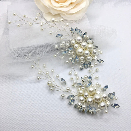"Cantata" -  Opal and Pearl Bridal Hair Clip / Vine