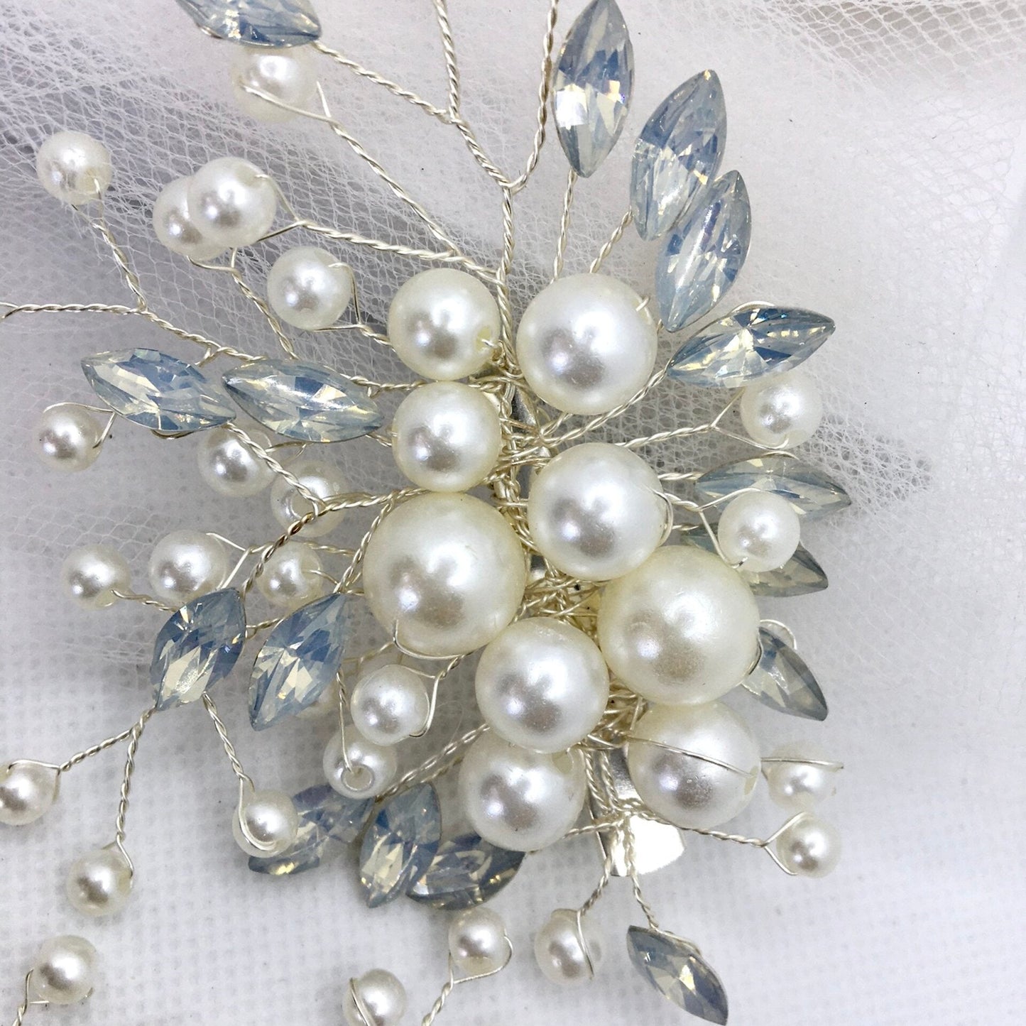 "Cantata" -  Opal and Pearl Bridal Hair Clip / Vine