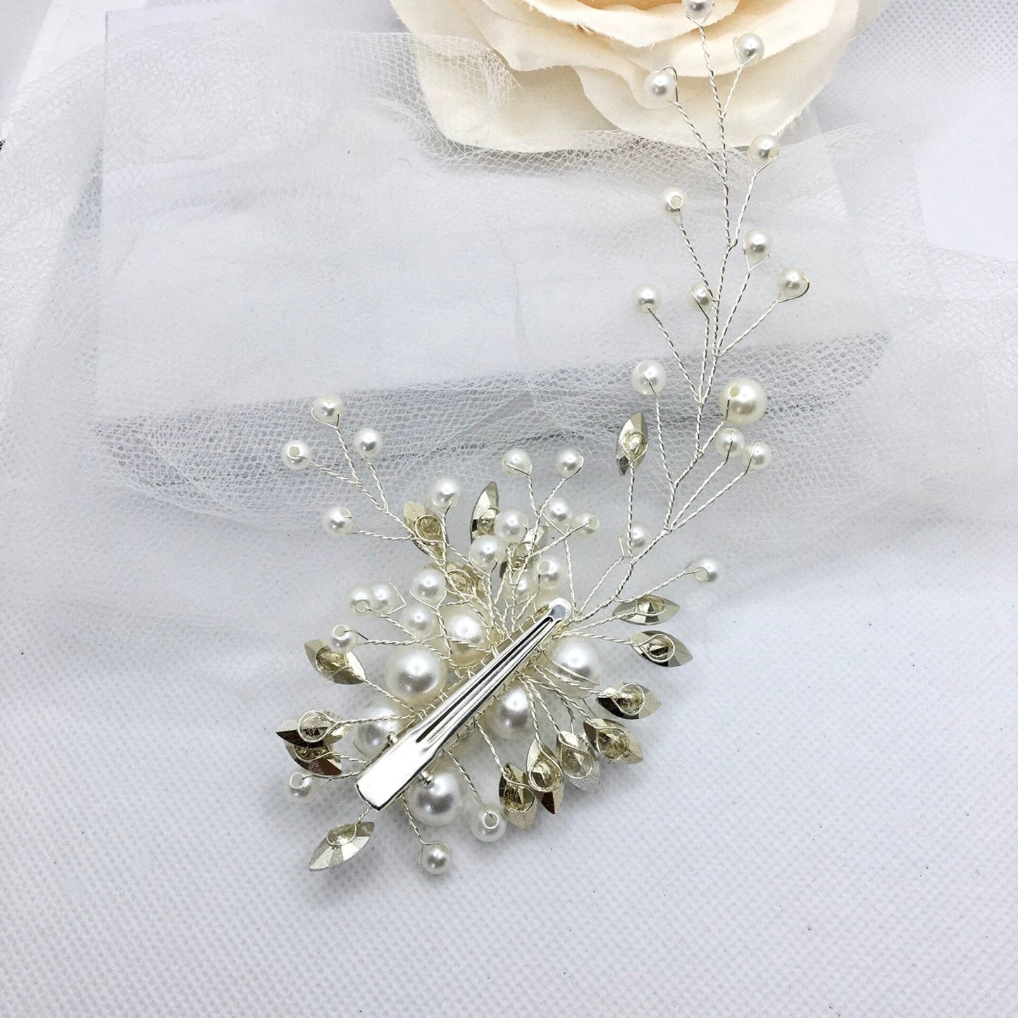 "Cantata" -  Opal and Pearl Bridal Hair Clip / Vine