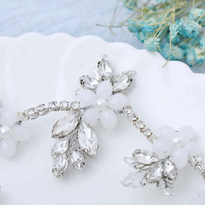 "Madelyn" - Silver Opal and Pearl Bridal Headband / Vine
