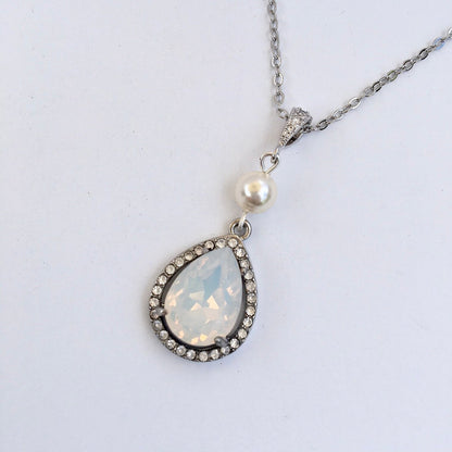 "Opal" - Pearl and Opal Bridal Jewelry Set