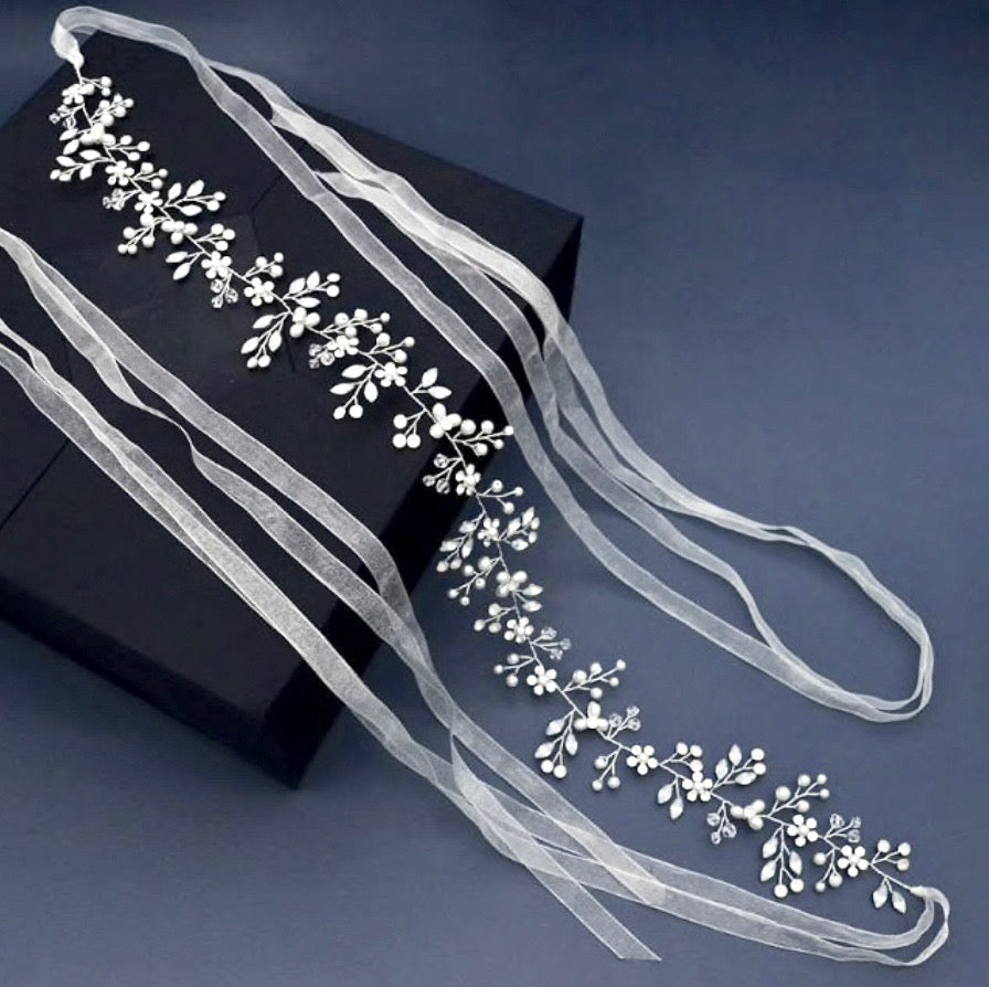 Kathleen - Opal and Pearl Wired Bridal Belt/Sash - Available in Silver and Gold