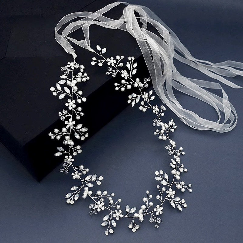 Kathleen - Opal and Pearl Wired Bridal Belt/Sash - Available in Silver and Gold