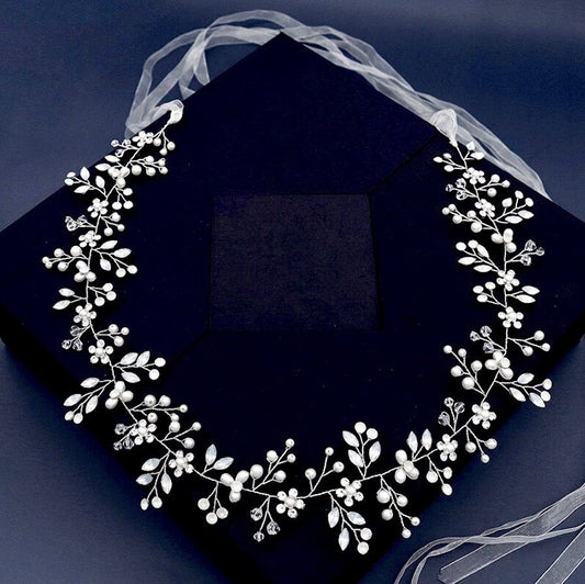 Kathleen - Opal and Pearl Wired Bridal Belt/Sash - Available in Silver and Gold