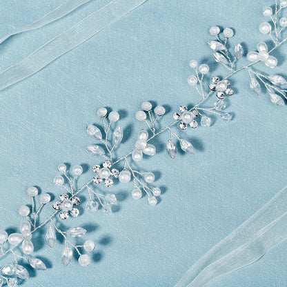 Kathleen - Opal and Pearl Wired Bridal Belt/Sash - Available in Silver and Gold