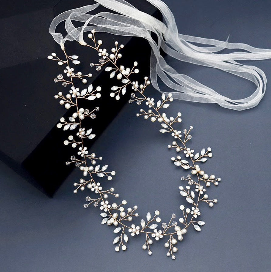 Kathleen - Opal and Pearl Wired Bridal Belt/Sash - Available in Silver and Gold