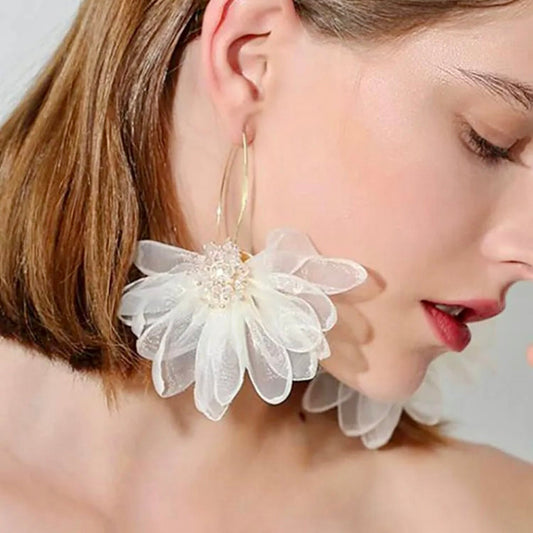 Deborah - Bohemian Silk Flowers Bridal Earrings