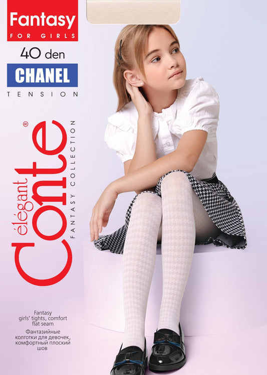 Conte Tights for girls Chanel 40 Den - Houndstooth Pattern