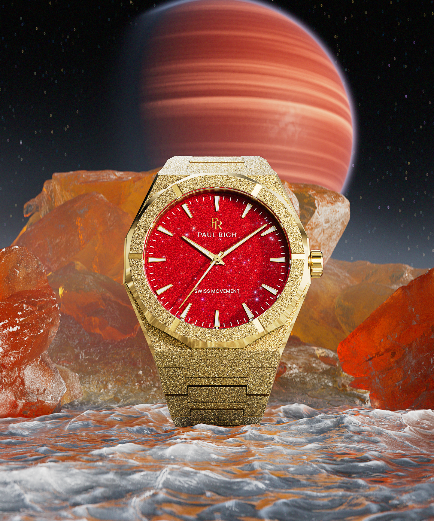 Frosted Star Dust II Gold Red