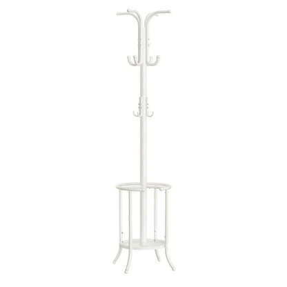 Heavy Duty White Metal Coat Rack with Umbrella Holder