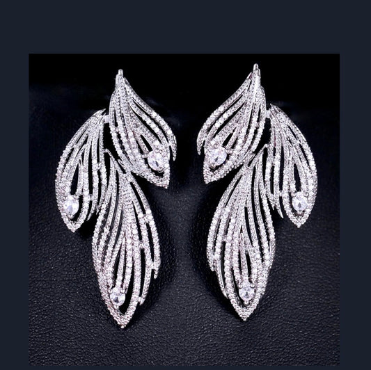 "Brandy" - Silver Cubic Zirconia Bridal Earrings