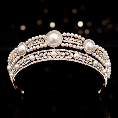 Dolores - Pearl and Crystal Bridal Tiara - Available in Yellow Gold and Silver