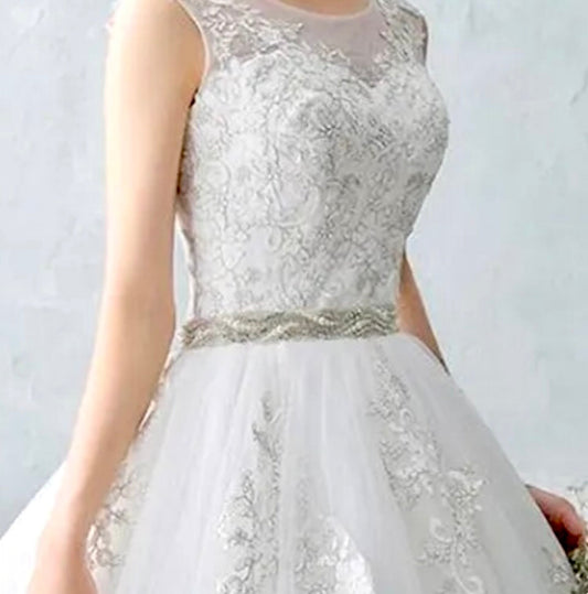 Rhyse - Silver Pearl and Crystal Bridal Belt