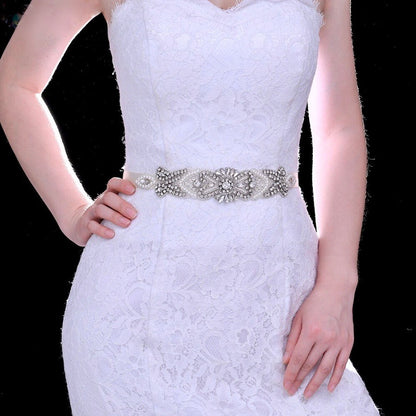 Crystal - Wedding Silver Pearls Belt/Sash
