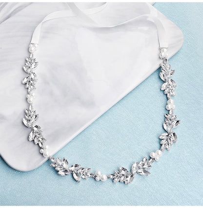Katrina - Silver Pearl and Crystal Bridal Belt