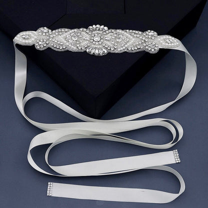 Crystal - Wedding Silver Pearls Belt/Sash