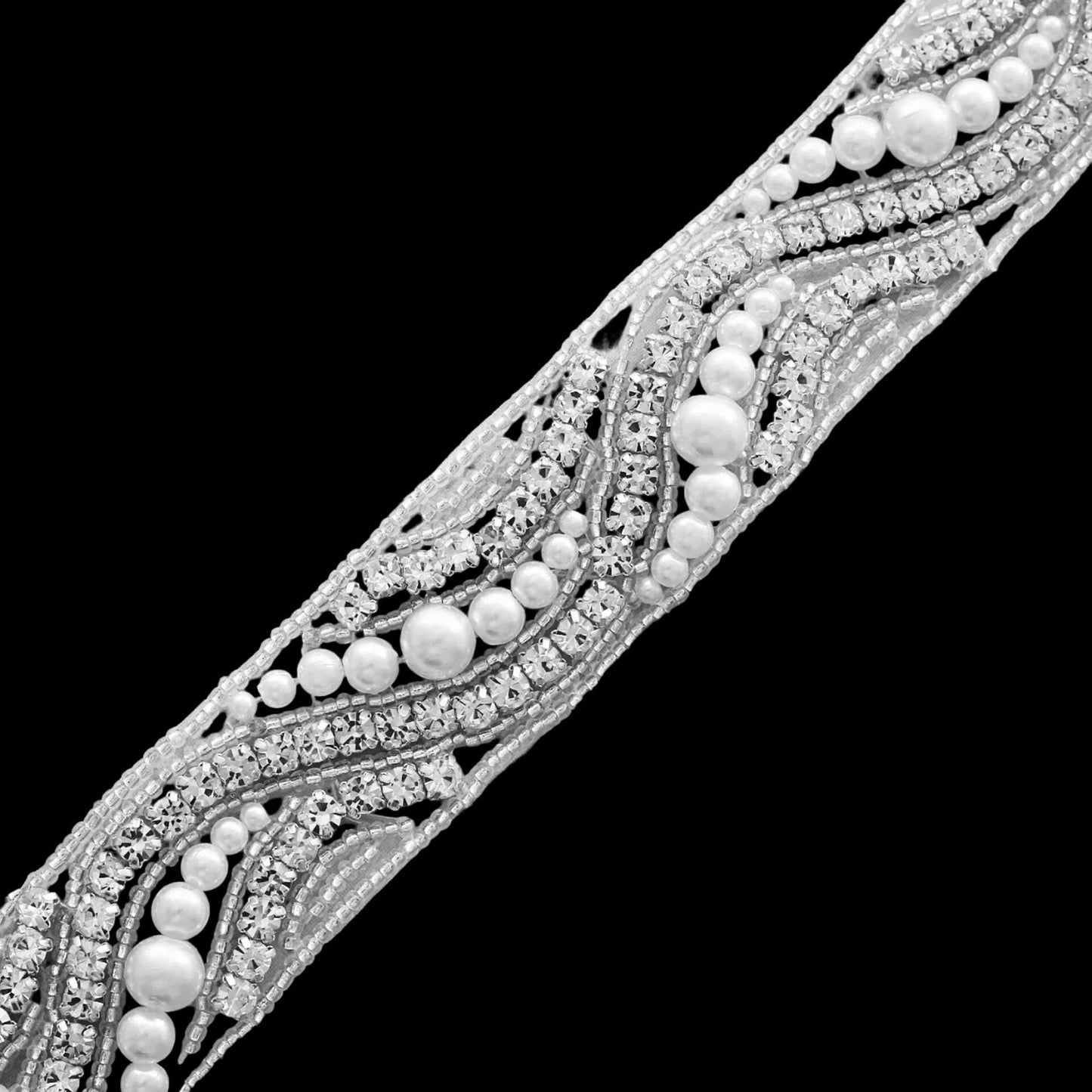 Rhyse - Silver Pearl and Crystal Bridal Belt