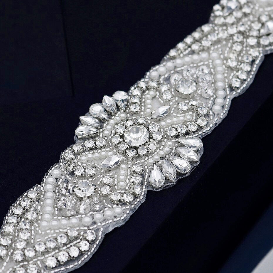 Crystal - Wedding Silver Pearls Belt/Sash
