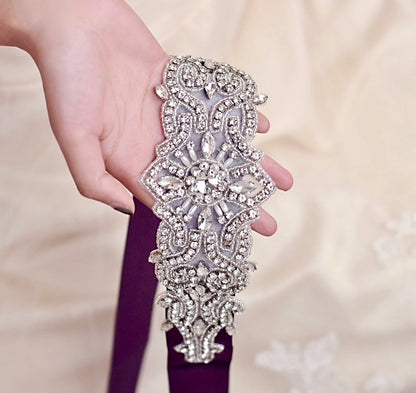 Linda - Wedding Silver Crystal and Pearls Belt/Sash