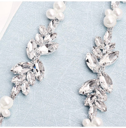 Katrina - Silver Pearl and Crystal Bridal Belt