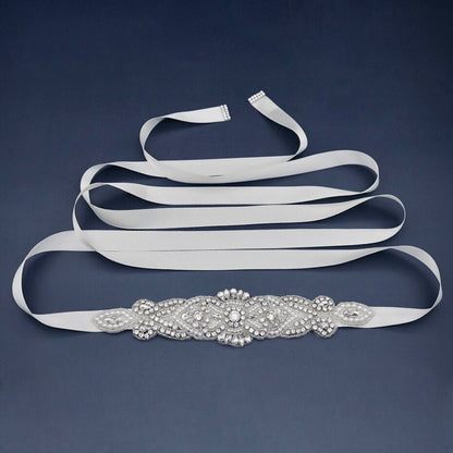 Crystal - Wedding Silver Pearls Belt/Sash