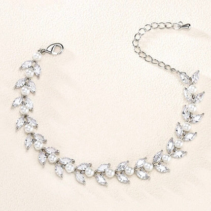 "Sadie" - Pearl Bridal Bracelet - Available in Silver, Rose Gold and Yellow Gold