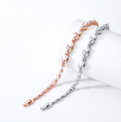 Senna - Pearl and Cubic Zirconia Bridal Bracelet - Available in Silver, Rose Gold and Yellow Gold